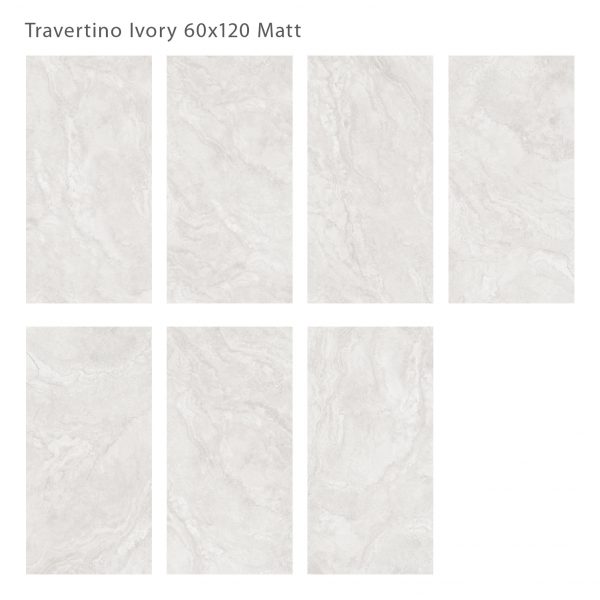 КЕРАМОГРАНИТ МАТОВЫЙ SILK 60Х120 TRAVERTINO IVORY 60X120 MATT — изображение 2