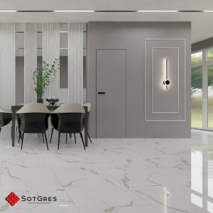 CARRARA WHITE 60Х60 ГЛЯНЦЕВЫЙ КЕРАМИЧЕСКИЙ ГРАНИТ