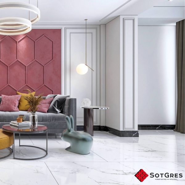 REGAL CARARRA WHITE 80Х160 ГЛЯНЦЕВЫЙ КЕРАМИЧЕСКИЙ ГРАНИТ — изображение 9