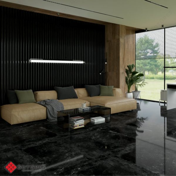 BELLIZA BLACK HG 120Х60 ГЛЯНЦЕВЫЙ КЕРАМИЧЕСКЙ ГРАНИТ — изображение 2