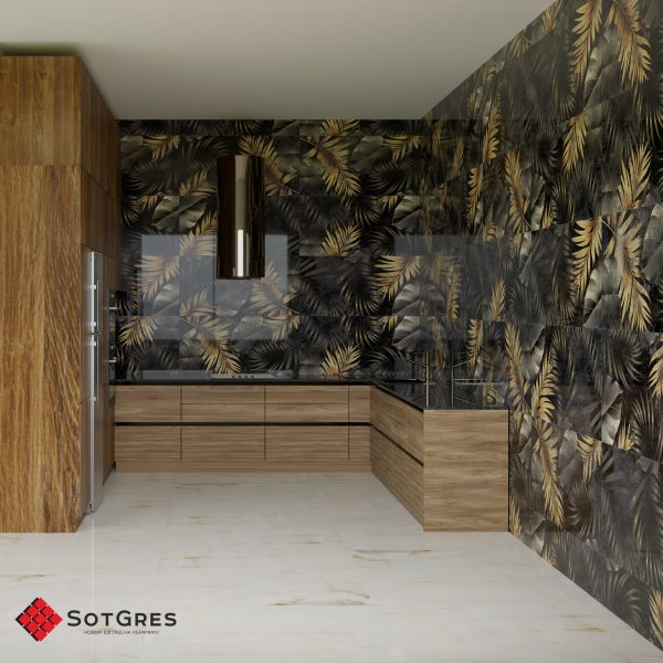 BELLIZA BLACK DECOR HG 120Х60 ГЛЯНЦЕВЫЙ КЕРАМИЧЕСКЙ ГРАНИТ — изображение 3