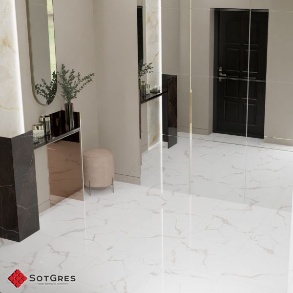 CARRARA WHITE 60Х60 ГЛЯНЦЕВЫЙ КЕРАМИЧЕСКИЙ ГРАНИТ — изображение 3