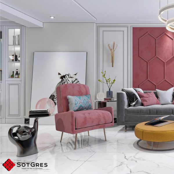 REGAL CARARRA WHITE 80Х160 ГЛЯНЦЕВЫЙ КЕРАМИЧЕСКИЙ ГРАНИТ — изображение 8