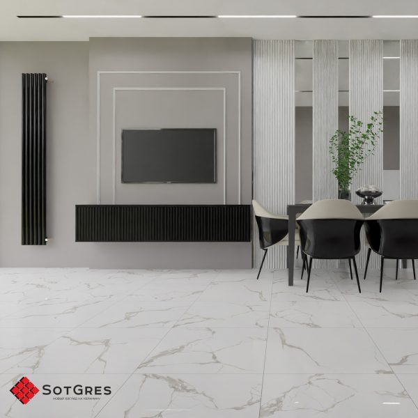 CARRARA WHITE 60Х60 ГЛЯНЦЕВЫЙ КЕРАМИЧЕСКИЙ ГРАНИТ — изображение 2