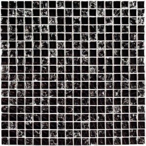 ПЛИТКА ДЕКОРАТИВНАЯ СТЕКЛЯННАЯ STRIKE BLACK/СТРАЙК ЧЁРНЫЙ 8*15*15 300*300