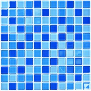 ПЛИТКА ДЕКОРАТИВНАЯ СТЕКЛЯННАЯ BLUE WAVE-1/ГОЛУБАЯ ВОЛНА-1 25*25 300*300