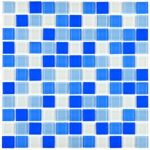 ПЛИТКА ДЕКОРАТИВНАЯ СТЕКЛЯННАЯ BLUE WAVE-3/ГОЛУБАЯ ВОЛНА-3 25*25 300*300