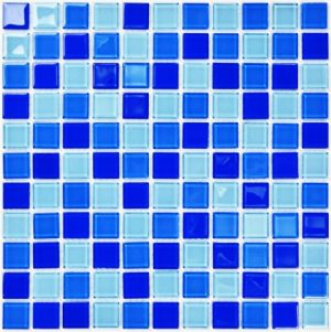 ПЛИТКА ДЕКОРАТИВНАЯ СТЕКЛЯННАЯ BLUE WAVE-2/ГОЛУБАЯ ВОЛНА-2 25*25 300*300