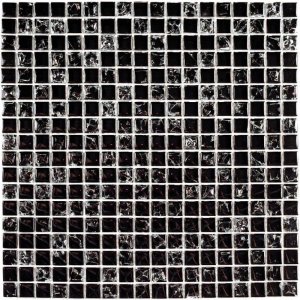 ПЛИТКА ДЕКОРАТИВНАЯ СТЕКЛЯННАЯ STRIKE BLACK/СТРАЙК ЧЁРНЫЙ 8*15*15 300*300