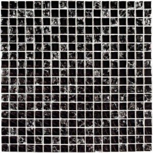 ПЛИТКА ДЕКОРАТИВНАЯ СТЕКЛЯННАЯ STRIKE BLACK/СТРАЙК ЧЁРНЫЙ 8*15*15 300*300