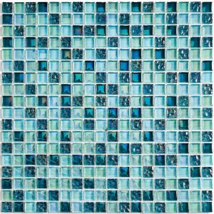 ПЛИТКА ДЕКОРАТИВНАЯ СТЕКЛЯННАЯ SEA DROPS/МОРСКИЕ КАПЛИ 8*15*15 300*300